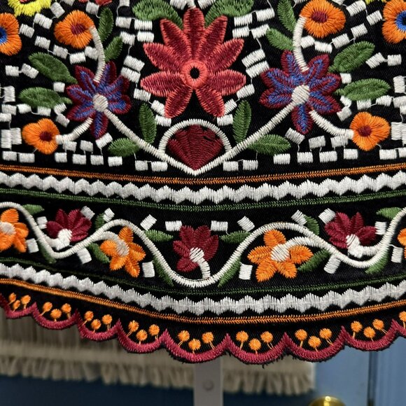 Lulus Multicolor Boho Don’t Stop The Party Embroidered Black Mini Skirt Sz XS - Picture 5 of 9